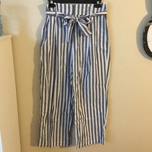 Zara straight, striped pants with belt